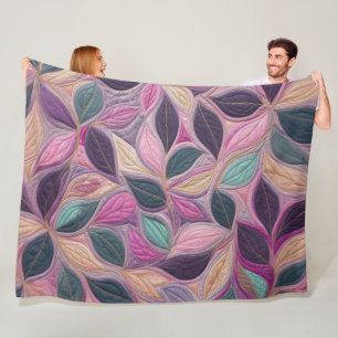 Design von Lila rosa gestrichelten blauen Blätter Fleecedecke