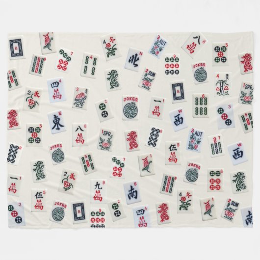 Design von MahJongg-Fliesen-Symbolen auf Abzeichen Fleecedecke (Vorderseite (Horizontal))