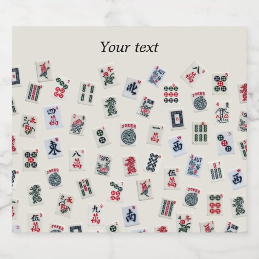 Design von MahJongg-Fliesen-Symbolen auf Abzeichen Schaumweinetikett (Einzelnes Label)