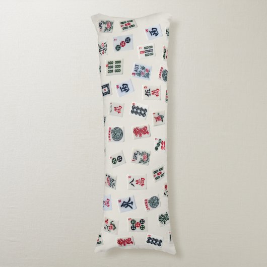 Design von MahJongg-Fliesen-Symbolen auf Abzeichen Seitenschläferkissen (Vorderseite Vertikal)