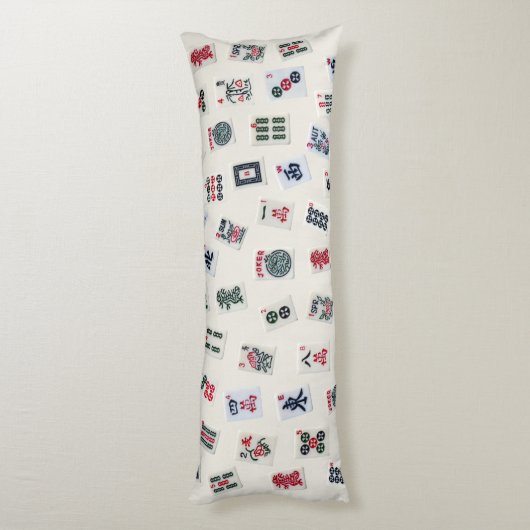 Design von MahJongg-Fliesen-Symbolen auf Abzeichen Seitenschläferkissen (Rückseite (Vertikal))