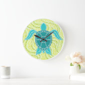 Design von Meeresschildkröten Grün und Blauer Punk Große Wanduhr (Zuhause)