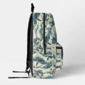 Design von Meereswellen und Schildkröten Bedruckter Rucksack (Links)