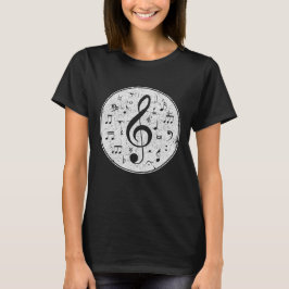 Design von Musiknoten mit Vintagem Treble Clef T-Shirt