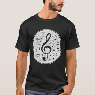 Design von Musiknoten mit Vintagem Treble Clef T-Shirt