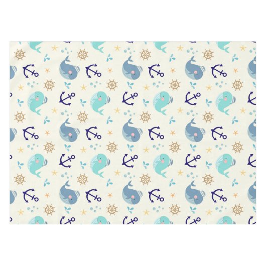 Design von Pastel Whale und Nautic Sea Party Tischdecke (Vorderseite (Horizontal))