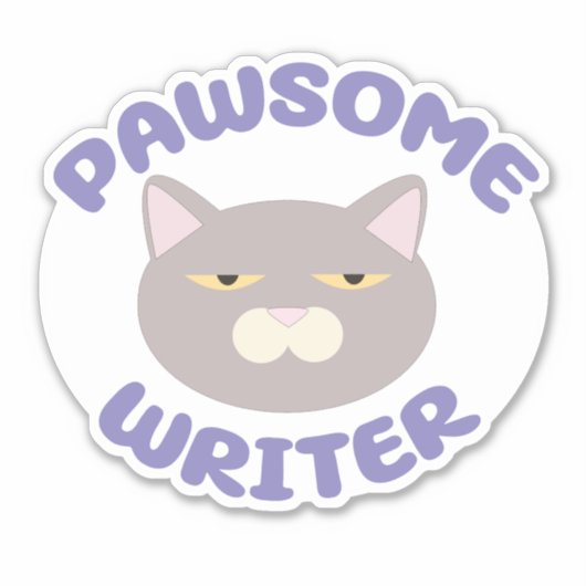 Design von Pawsome Writer Fun Kitty Aufkleber (Vorderseite)