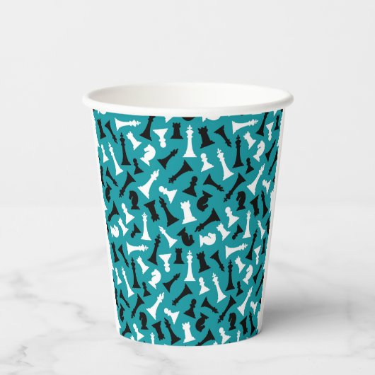 Design von Schachstücken Pappbecher (Rückseite)