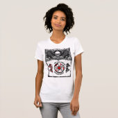 Design von Schädel und Rose von Frauen T-Shirt (Vorne ganz)