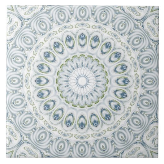 Design von Serene Blue und Green Mandala Fliese (Vorderseite)