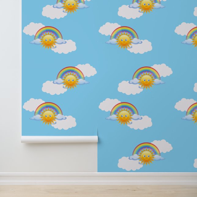 Design von Sonne, Wolken und Regenbogen Tapete (Anwendung)