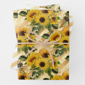 Design von Sonnenblumen und Bienen Geschenkpapier Set (Beispiel)