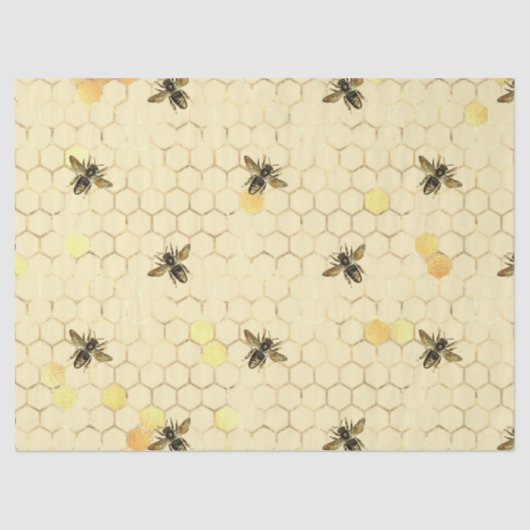 Design von Sonnenblumen und Bienen Seidenpapier (Vorderseite)