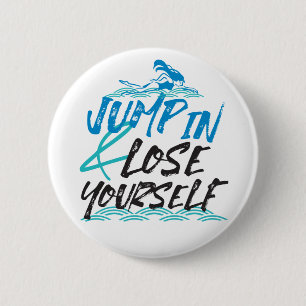Design von Swimming Jumping und Fun Quotes Button
