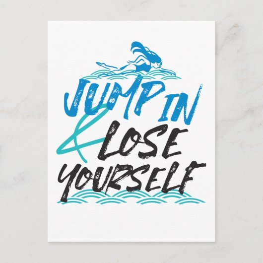 Design von Swimming Jumping und Fun Quotes Postkarte (Vorderseite)
