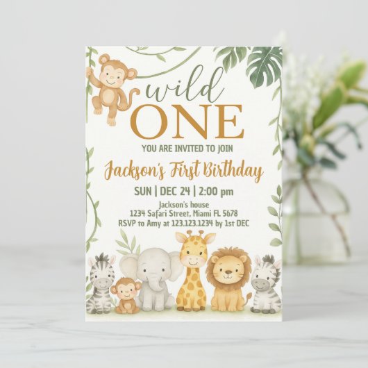 Design von Wildtieren für Party Einladung (Stehend Vorderseite)