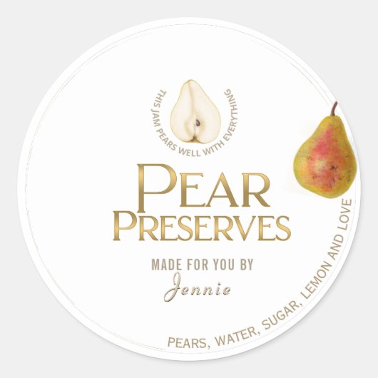 Design von Witty-Logos Elegante Pear-Reserven oder Runder Aufkleber (Vorderseite)