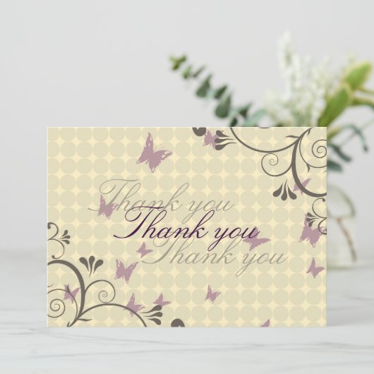 Design Wein & Schmetterling Danke für die Karte Cr (Stehend Vorderseite)