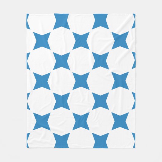 Design White & Royal Pastel Blue Star Fleecedecke (Vorderseite)