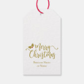 Design with Merry Christmas Typography Gold Geschenkanhänger (Rückseite)