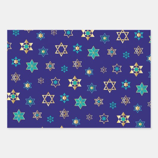Design-Wrapping Paper-Set für blaujüdische Sterne Geschenkpapier Set (Vorderseite 3)