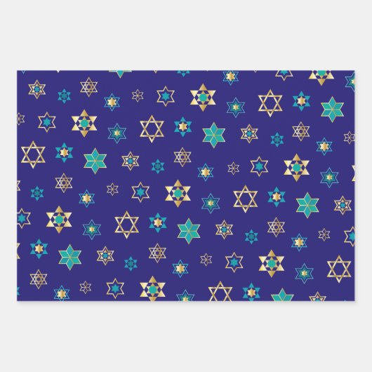 Design-Wrapping Paper-Set für blaujüdische Sterne Geschenkpapier Set (Vorderseite 2)