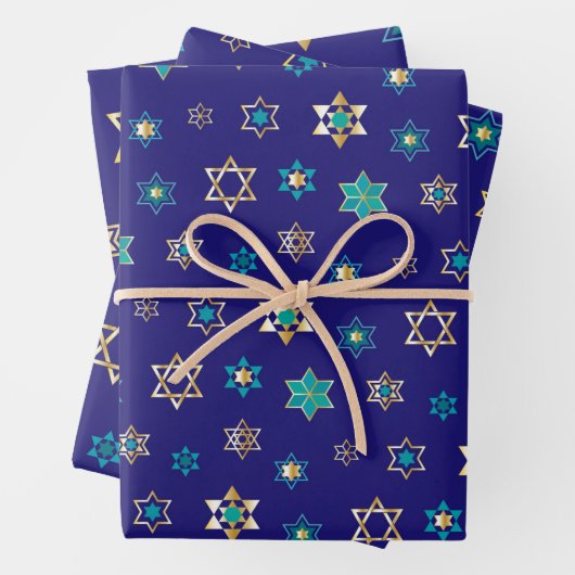 Design-Wrapping Paper-Set für blaujüdische Sterne Geschenkpapier Set (Beispiel)
