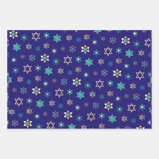 Design-Wrapping Paper-Set für blaujüdische Sterne Geschenkpapier Set (Vorderseite)