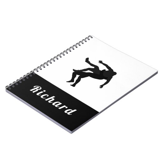 Design-Wrestler-Name für Schwarz/Weiß-Wrestling Notizblock (Linke Seite)