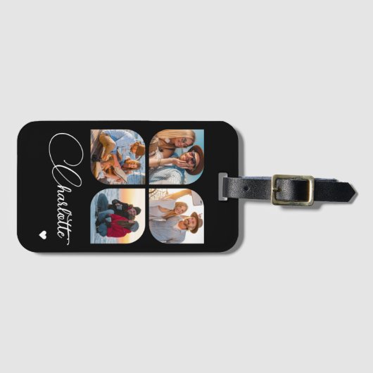 Design Your Own 4 Photo Personalized Name Gepäckanhänger (Vorderseite (Horizontal))