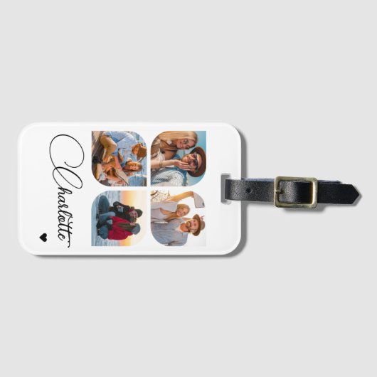 Design Your Own 4 Photo Personalized Name Gepäckanhänger (Vorderseite (Horizontal))