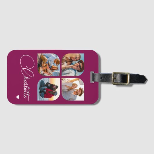 Design Your Own 4 Photo Personalized Name Gepäckanhänger (Vorderseite (Horizontal))