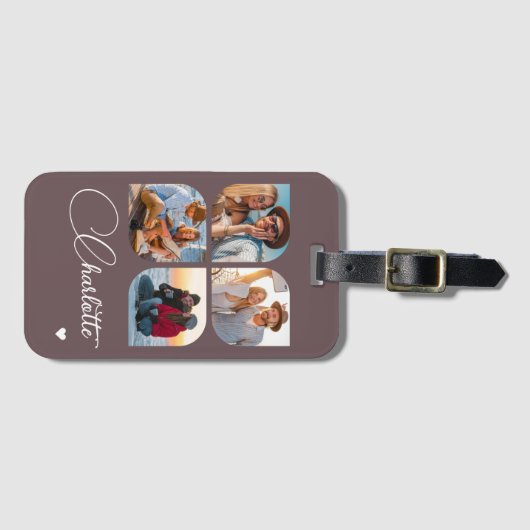 Design Your Own 4 Photo Personalized Name Gepäckanhänger (Vorderseite (Horizontal))