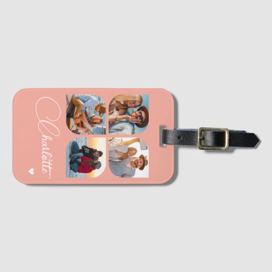 Design Your Own 4 Photo Personalized Name Gepäckanhänger (Vorderseite (Horizontal))