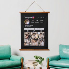 Design Your Own 7 Photo Collage Wandteppich Mit Holzrahmen