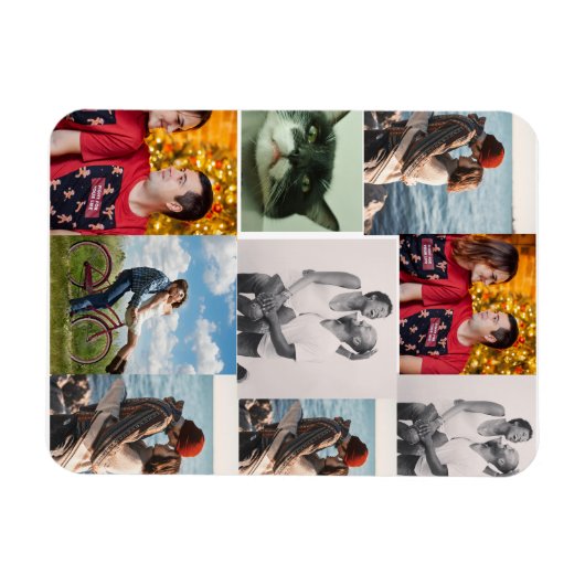 Design Your Own 9 Photo Custom Collage Magnet (Horizontal)