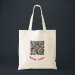 Design Your Own Funny QR Code Tote Bag Example Tragetasche<br><div class="desc">Custom Color and Font - Create Your Own Personalized Tote Bags example with Your QR Code Scan Info and Text - Scan Me Please - Branded Promotional Business or Modern Personal Funny Tote Bag Gifts Accessories / Marketing Products - Add Your QR Code - Image - Photo or Logo /...</div>