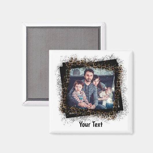 Design Your Own Leopard Frame Family Foto Magnet (Vorderseite/Rückseite)