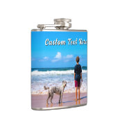 Design Your Own Pet Photo Flask Gift Custom Text Flachmann (Rechts)