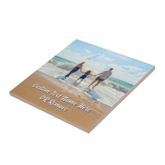 Design Your Own Photo Ceramic Tile Gift with Text Fliese (Seite)