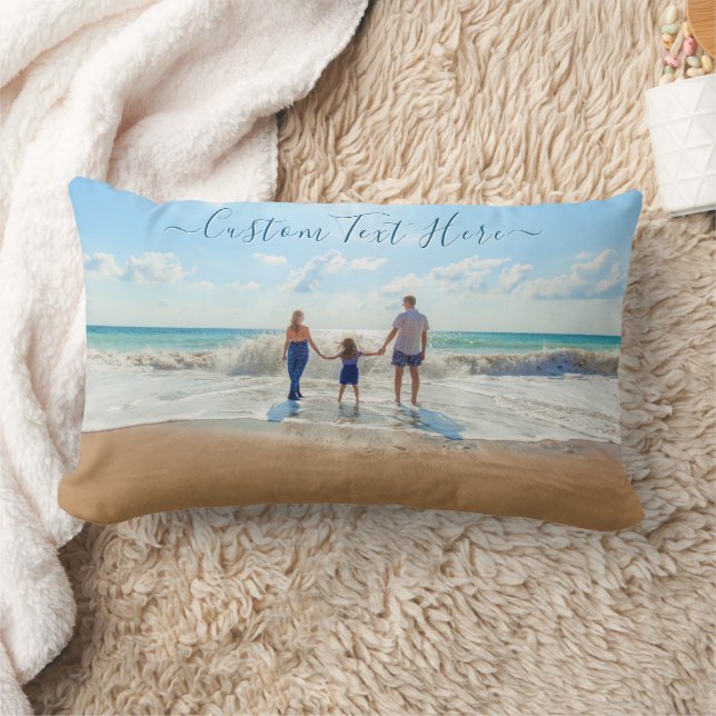 Design Your Own Photo Pillow Personalized Text Lendenkissen (Decke)