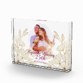 Design zum 25. Hochzeitstag mit Frühlingsblumen Fotoblock (Rechts)