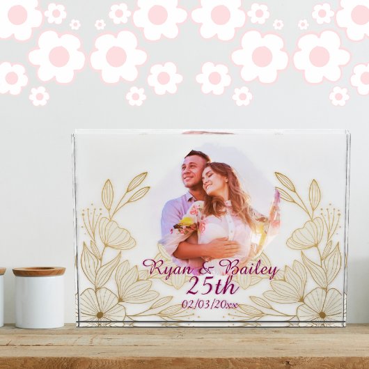 Design zum 25. Hochzeitstag mit Frühlingsblumen Fotoblock
