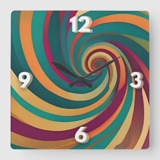 Designanweisung für Maximalist Jewel Spiral Swirl Quadratische Wanduhr (Vorderseite)