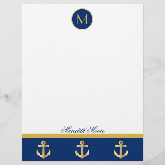 Designbriefe für schicke Navy und Gold Anker (Vorderseite)