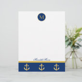 Designbriefe für schicke Navy und Gold Anker (Stehend Vorderseite)