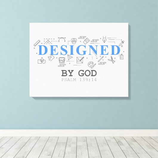 Designed By God – Men & Boys Christian Faith Psalm Leinwanddruck (Insitu (Holzboden))