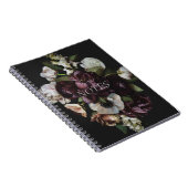 Designed Dark Floral Spiral Notebook Notizblock (Rechte Seite)