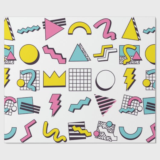 Designelemente für 90er-Pop-Memphis  Geschenkpapier (Flach)