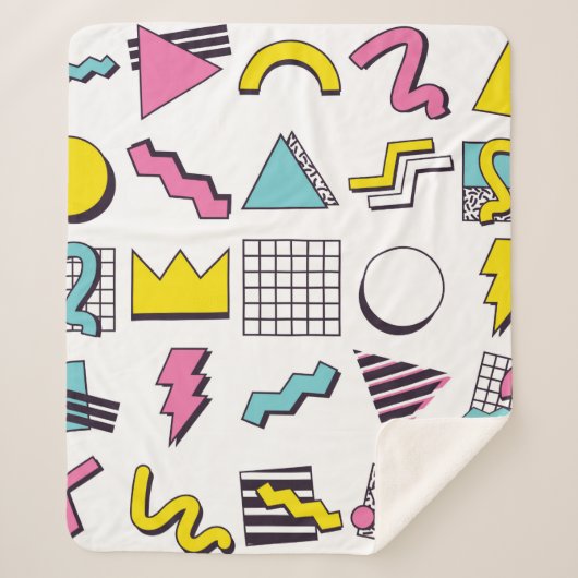 Designelemente für 90er-Pop-Memphis Sherpadecke (Vorderseite)